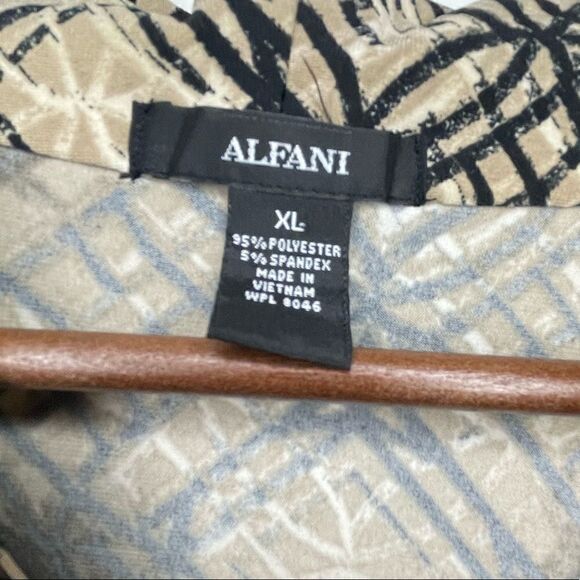 Alfani V-Neck Geometeric Polyester/Spandex Shirt - Picture 4 of 7